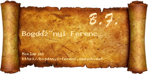 Bogdányi Ferenc névjegykártya